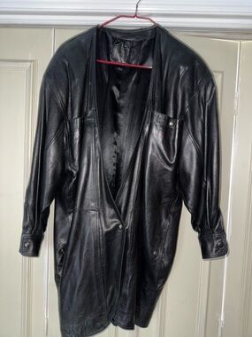 Vintage French Lambskin Leather Jacket Black Soft Draped EU 36 US Small